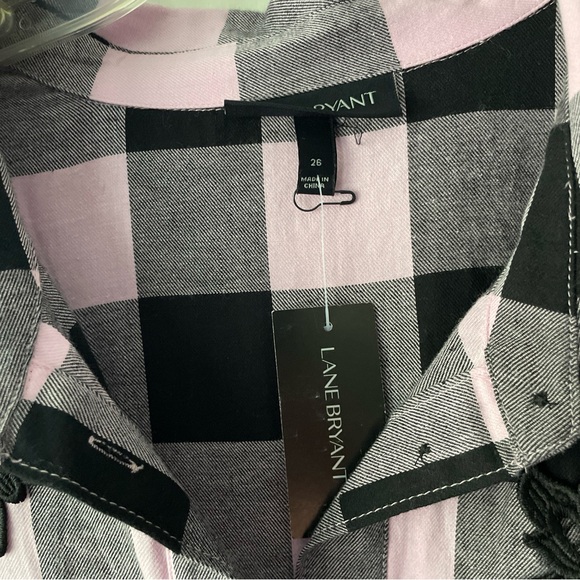 Lane Bryant pink black embellished flannel top - Picture 3 of 7